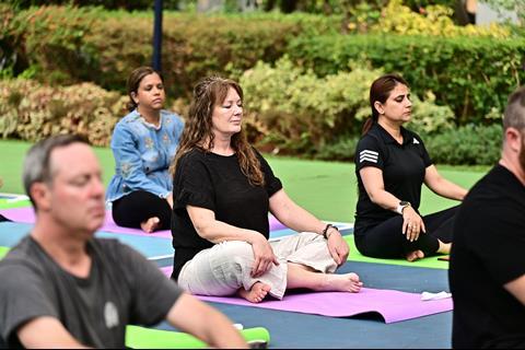 A restorative yoga session kicked off the event